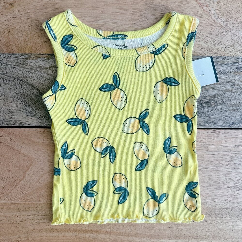 $2 Baby girl tank top 3-6m shirt lemon yellow tee kids